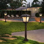 Vintage Solar LED Lawn Lamp with Ornate Top in Coffee Gold Finish