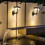 1 Light Black Solar Powered Porch Sconce Led Outdoor Wall Light