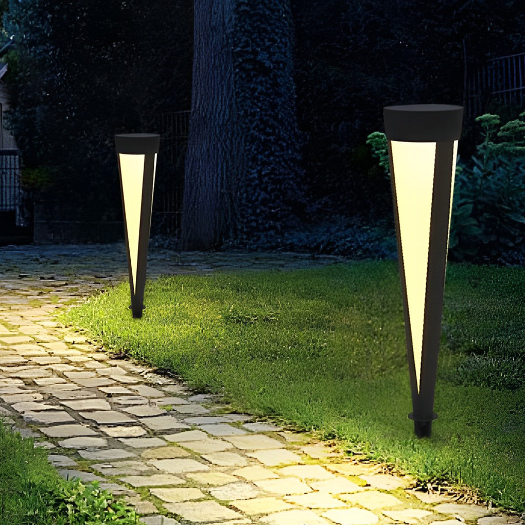 Modern Solar LED Lawn Light in Gray Aluminum for Garden Pathways