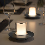 Modern Cordless Cylinder Candle Table Lamp With Dish Base