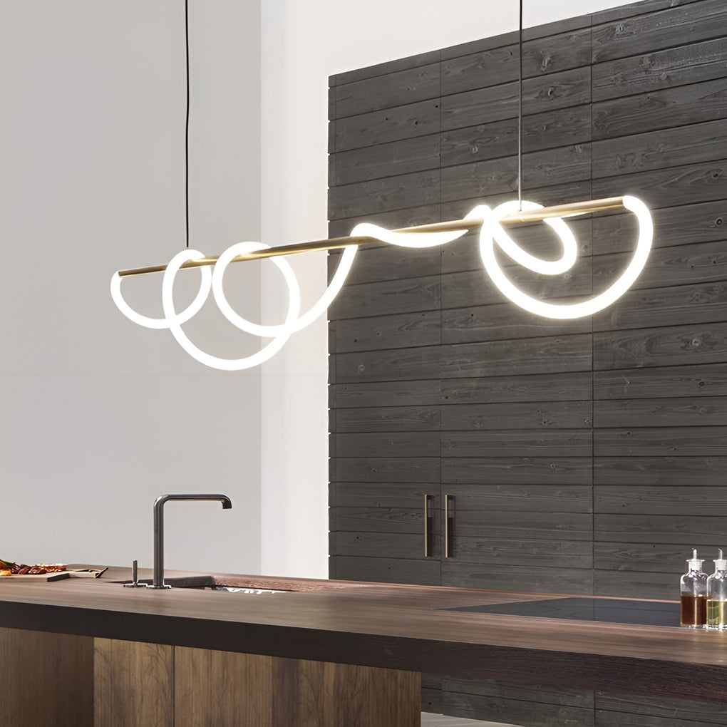 Modern LED Chandelier in Gold Finish with Flexible Metal Frame
