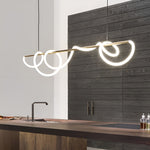 Modern LED Chandelier in Gold Finish with Flexible Metal Frame
