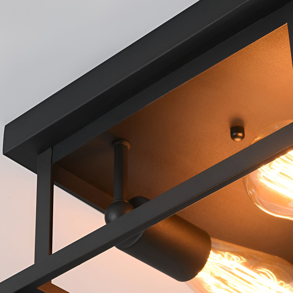 Square Iron Retro Industrial Flush Mount Lighting