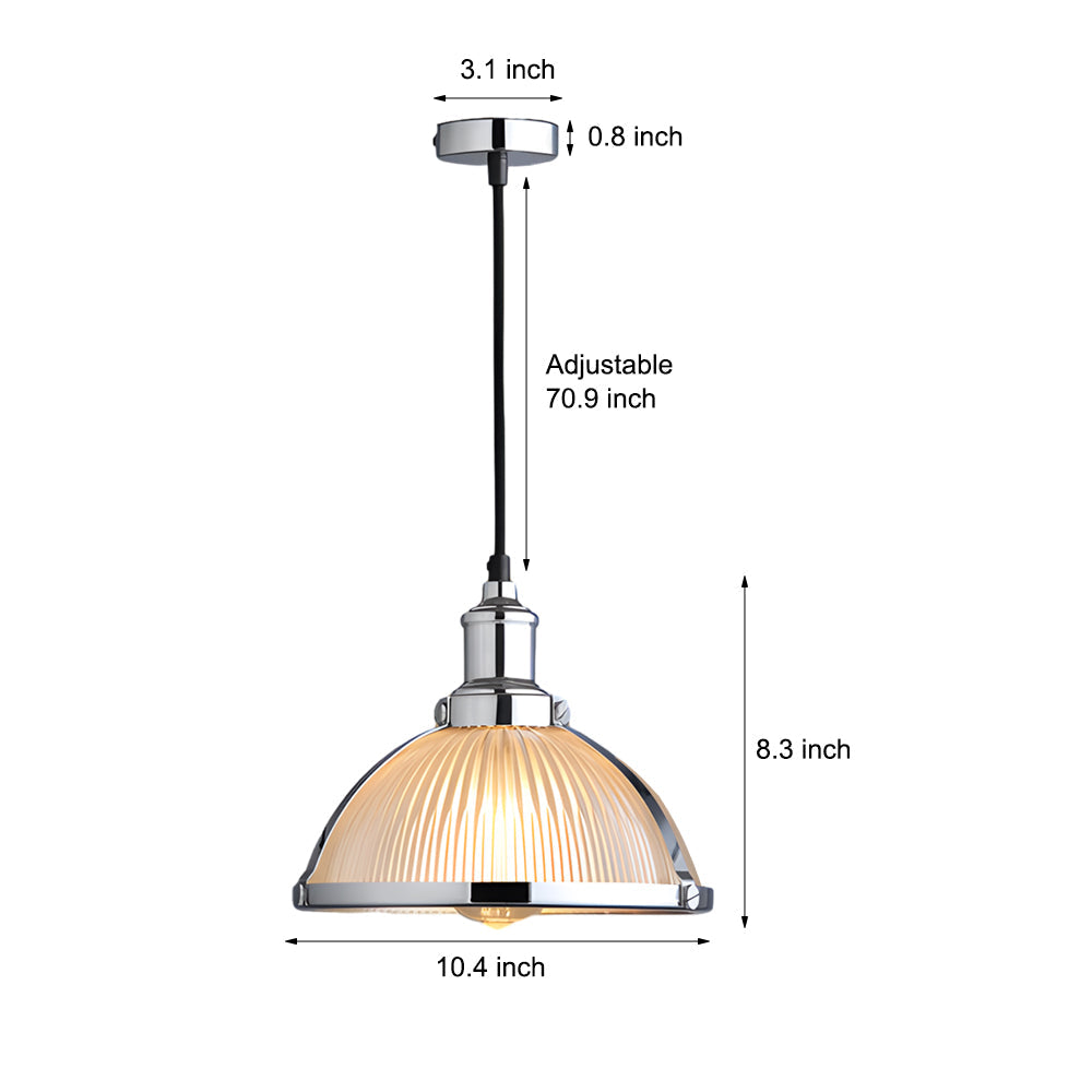 1 Light Striped Glass Shade Tungsten Wire 40W Pendant Lights