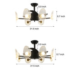 31 In Black Round Acrylic Ceiling Fan With Light And Remote 3 Blades