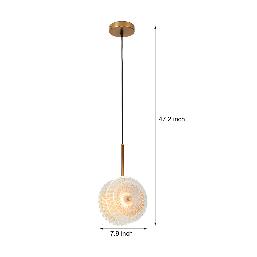 Modern Crystal Glass Disc Pendant Light With Led 1 Light Round Hanging Lamp