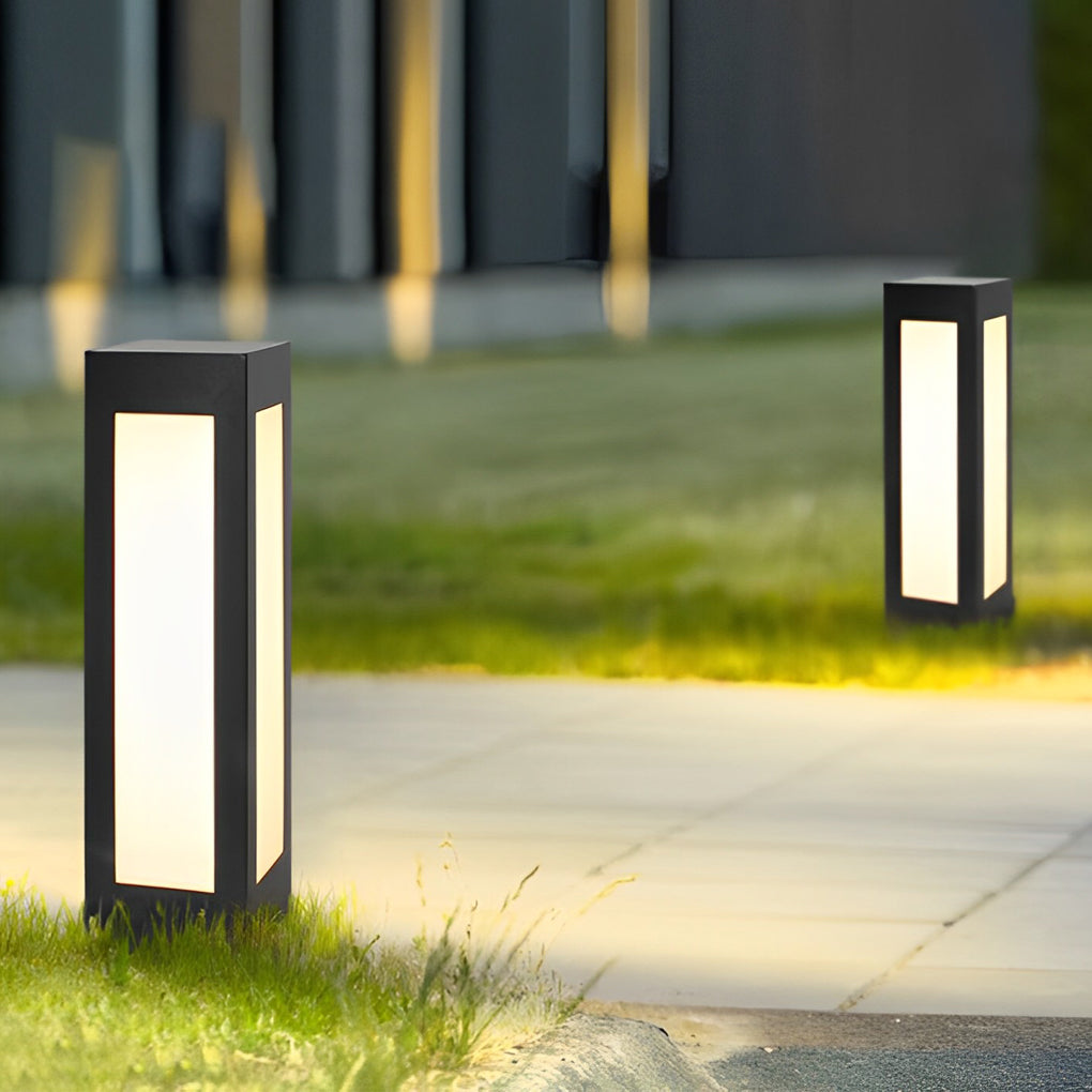 Modern Black Solar Bollard Lights for Pathways & Courtyards