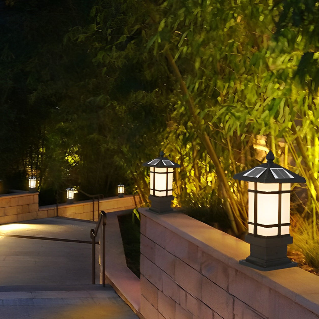 Black Vintage Solar Fence Post Lights Li002155