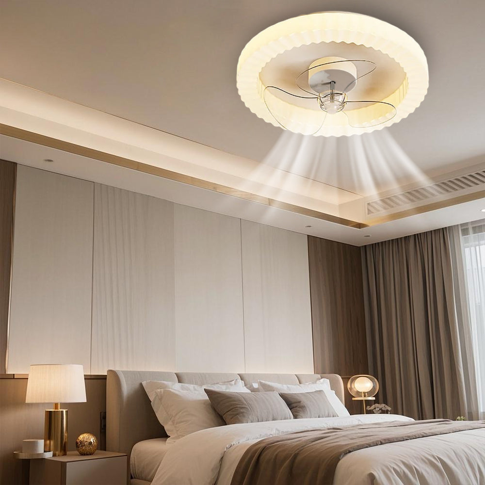 White Round Design Ceiling Fan With Led Lights