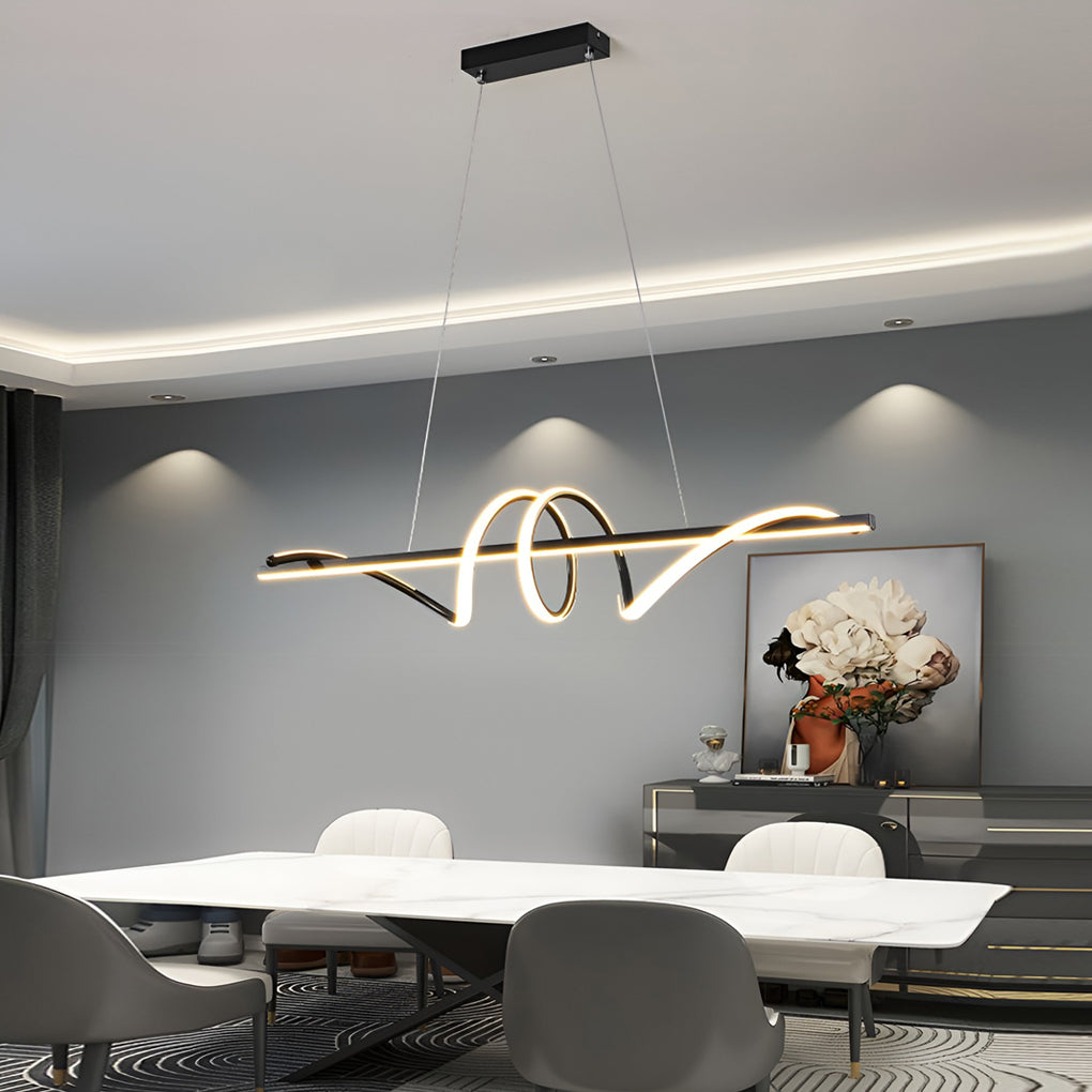Nordic LED Linear Chandelier with Stepless Dimming for Modern Dining and Kitchen Spaces