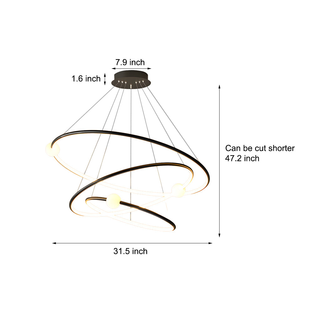 White Black Circular Pendant Lamp Dimmable Led Rings Chandelier