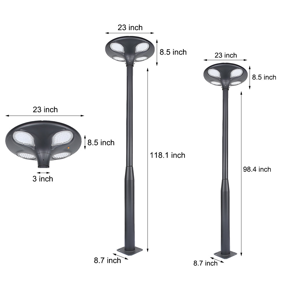 Outdoor Black Led Solar Lamp Post Street Light