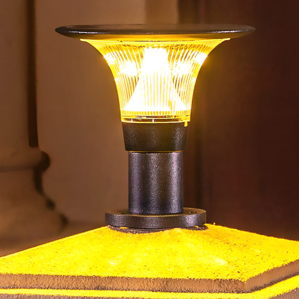 Round Black Solar Fence Post Light Ha082917