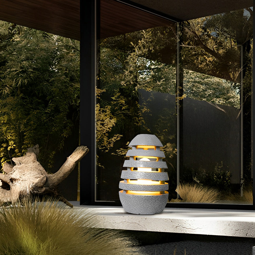 Sculptural Egg-Shaped Resin LED Lawn Light for Modern Outdoor Spaces