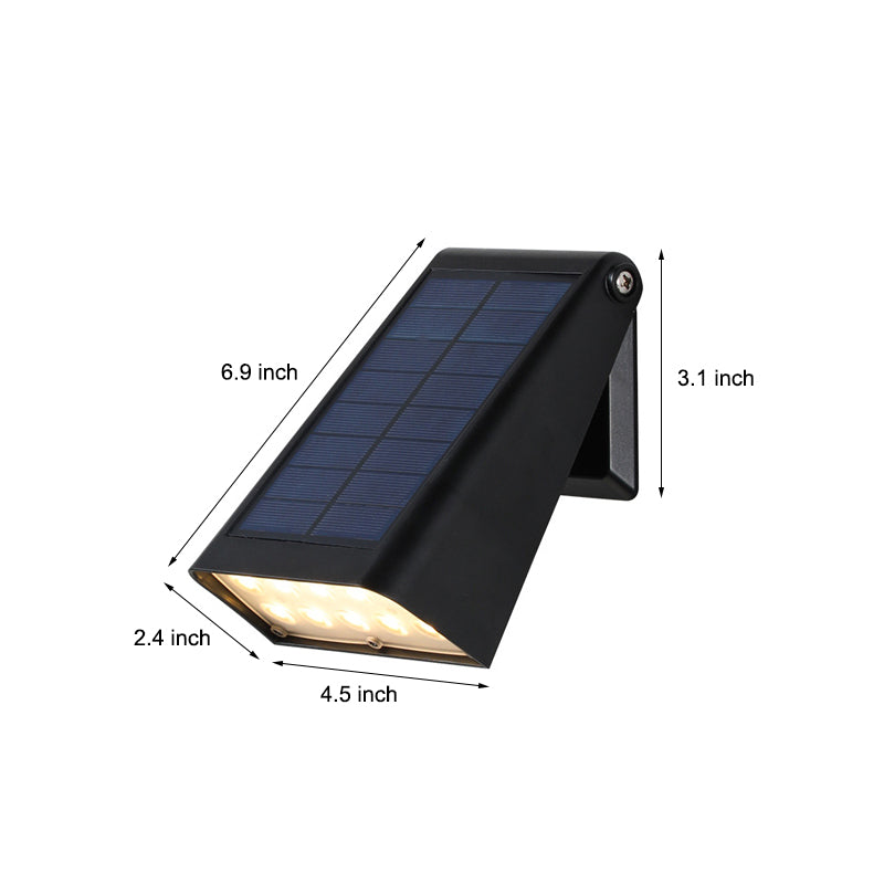 Modern Solar Wall Light with 90° Adjustable LED Head, IP65 Waterproof, Black Finish