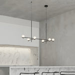 Modern Linear Glass Ball Pendant Light With 3 4 6 Light Black Gold