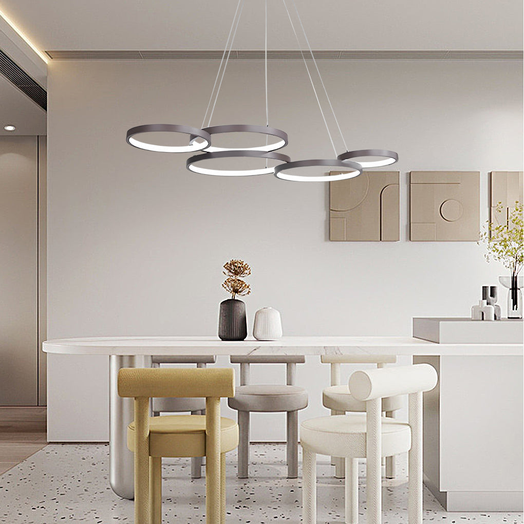 Aurelia Triple Ring LED Chandelier with Remote Dimmable Lighting