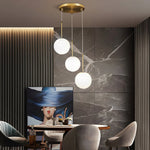 Modern 1 3 Light White Glass Globe Island Pendant Light In Gold Finish
