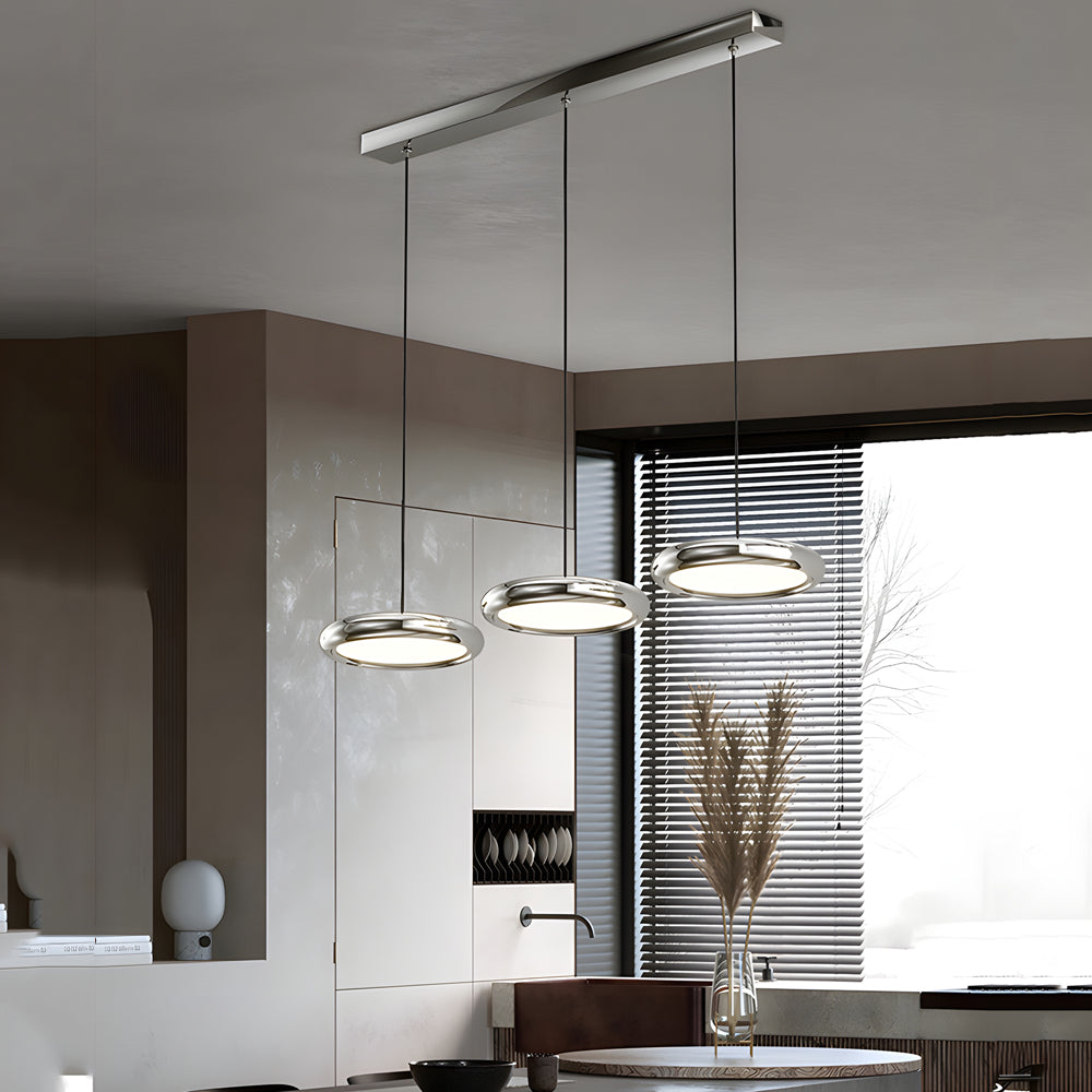Modern 1 3 Light Black Chrome Round Metallic Led Pendant Light