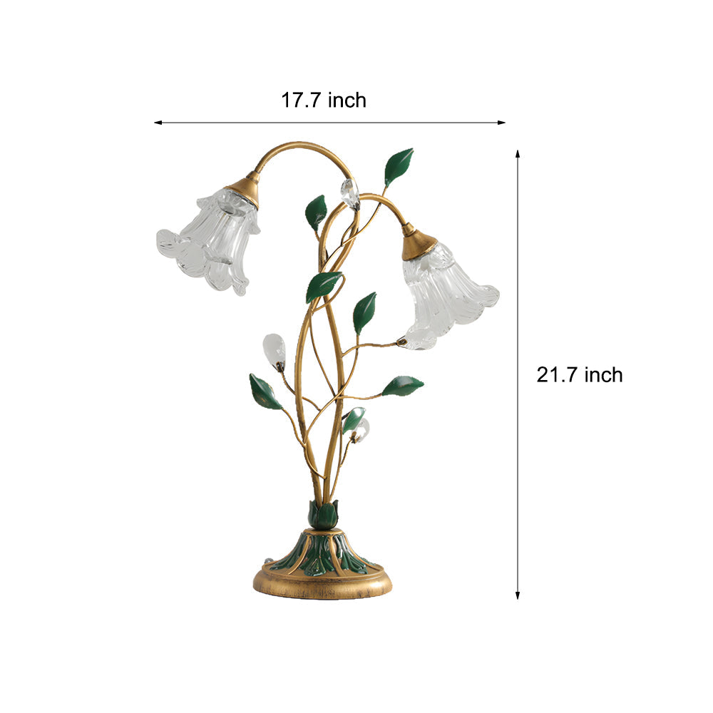 Dimmable Floral Glass Desk Lamp