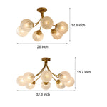Modern Brass Carved Glass Semi Flush Mount Ceiling Light 6 8 Light
