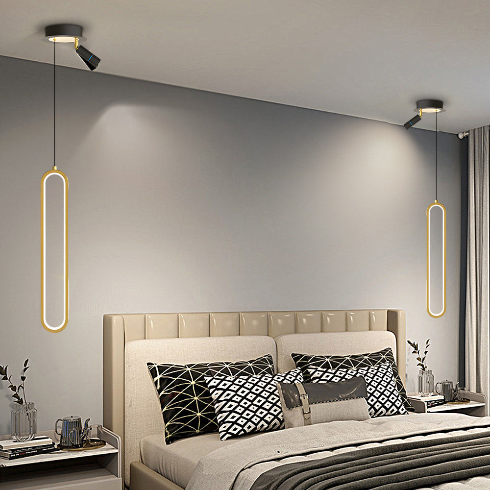 Oval Aluminum Led 3 Step Dimming Modern Pendant Lights With Spotlights