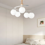 5 Light Glass Ball Spiral Metallic Semi Flush Mount Ceiling Light