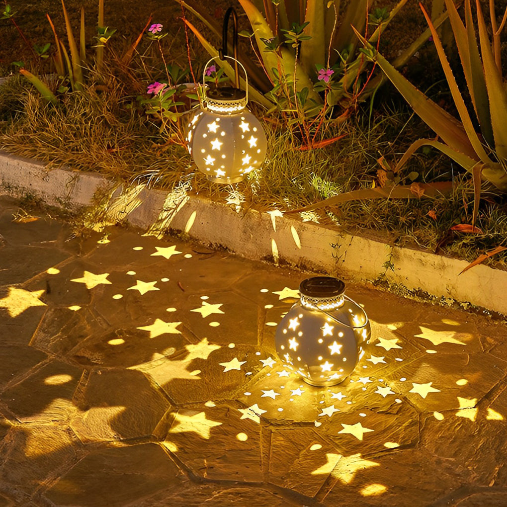 Celestial Star Projection Solar Lantern for Garden and Patio