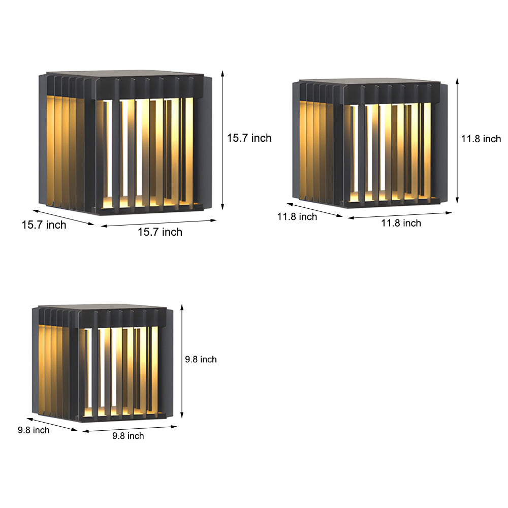 Black Square Pier Mount Outdoor Post Light Garden Wired Solar Pillar Light
