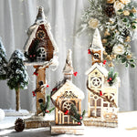 Artisan Wooden Christmas Village Houses with Warm Glow