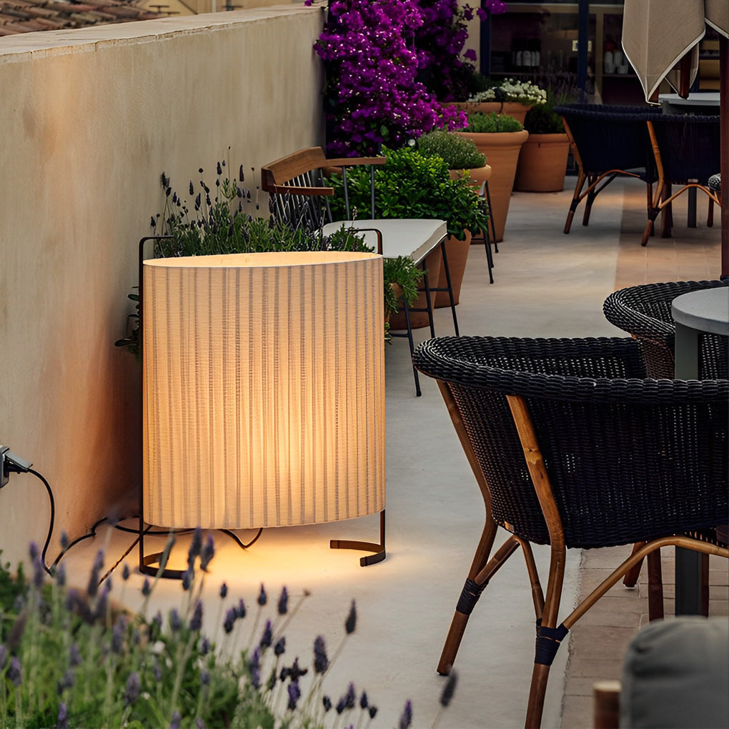 42 Inch Modern Japanese Style Fabric Outdoor Floor Lamp