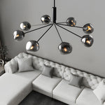 3 5 8 Light Molecule Dimpled Lava Glass Chandelier With Black Metallic Arms