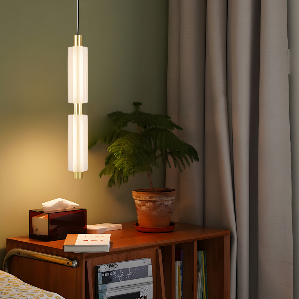1 2 3 Heads Acrylic Cylinder Pendant Lights Modern Hanging Lamp In Gold Black
