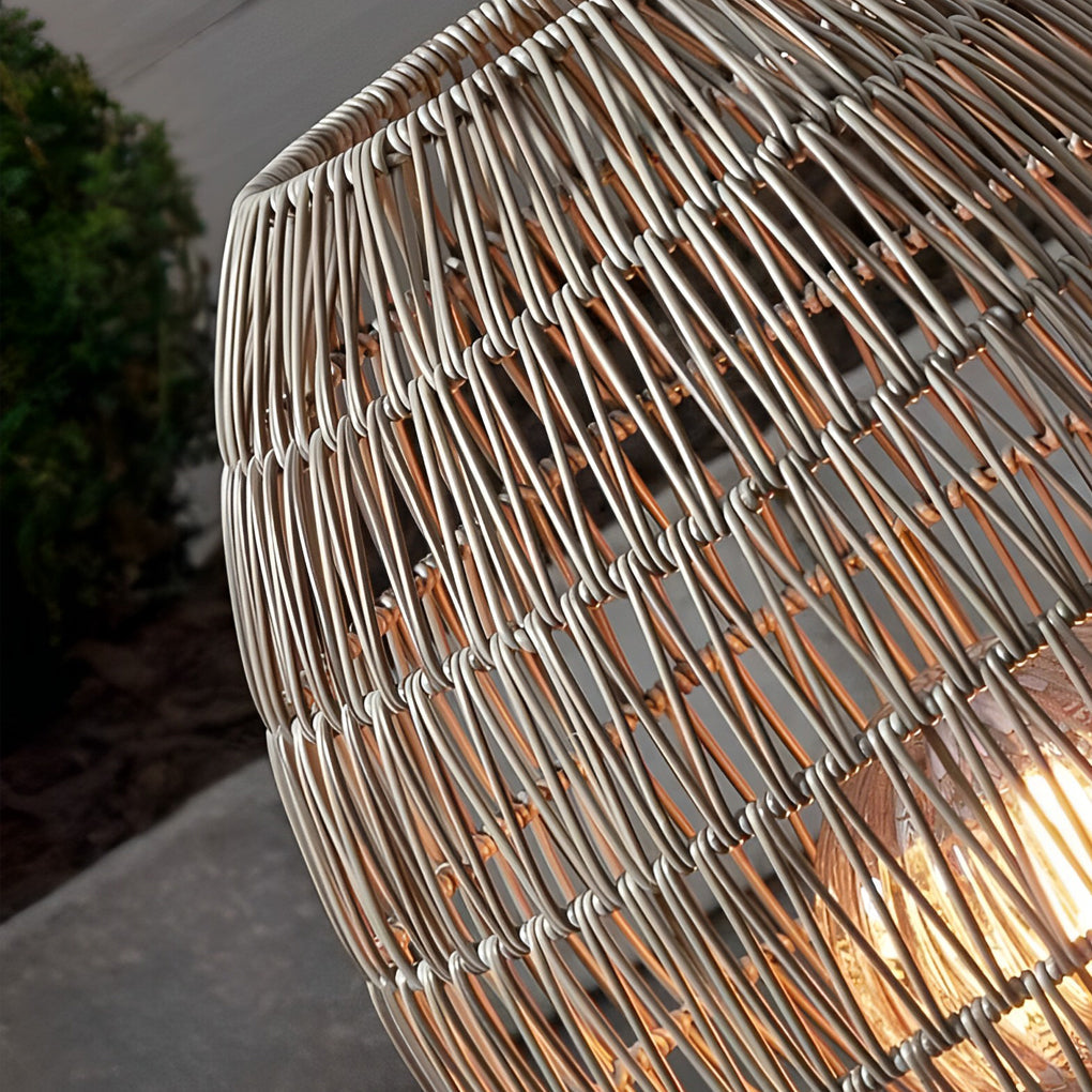Handwoven Rattan Oval Floor Lamp for Outdoor Living Spaces