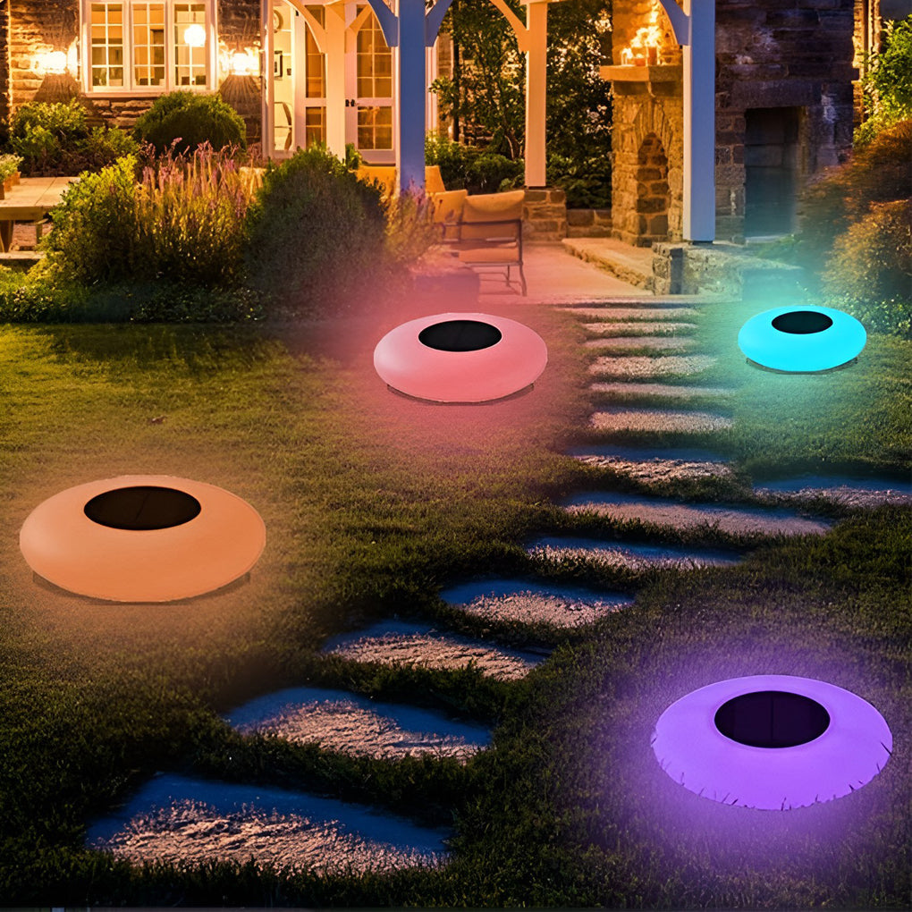 Round Colorful Rgb Led Waterproof Solar Modern Outdoor Lights