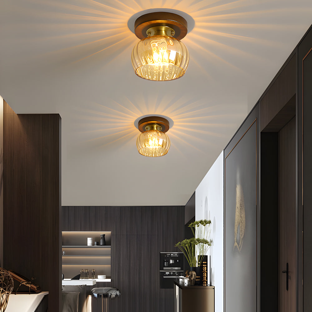 Square Iron Frame American Country Style Ceiling Light Fixture 1