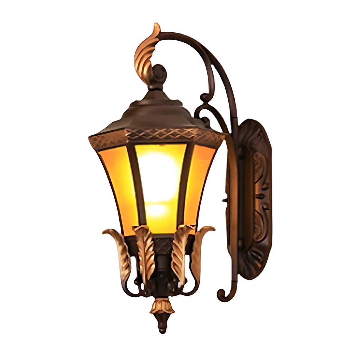 European Copper Outdoor Wall Sconce with Frosted Glass Shade