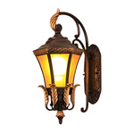 European Copper Outdoor Wall Sconce with Frosted Glass Shade