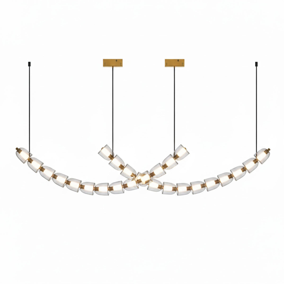 Gabriel Gold Crystal Chandelier – Sculptural LED Pendant for Modern Interiors