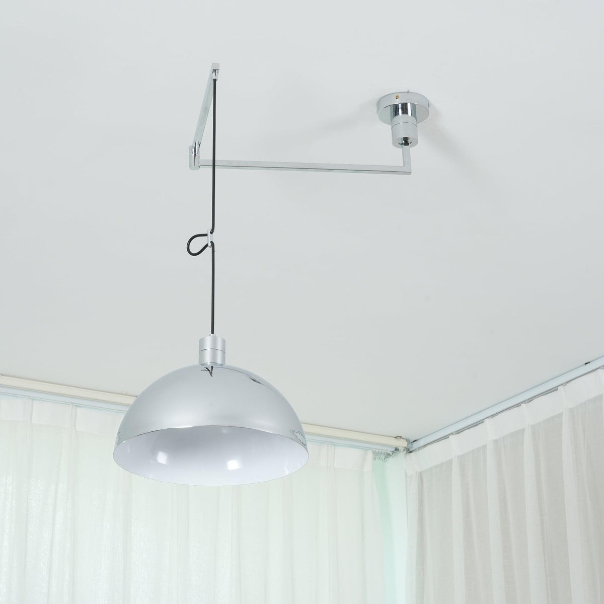 Piper Bliss Adjustable Pendant Light in Chrome and White