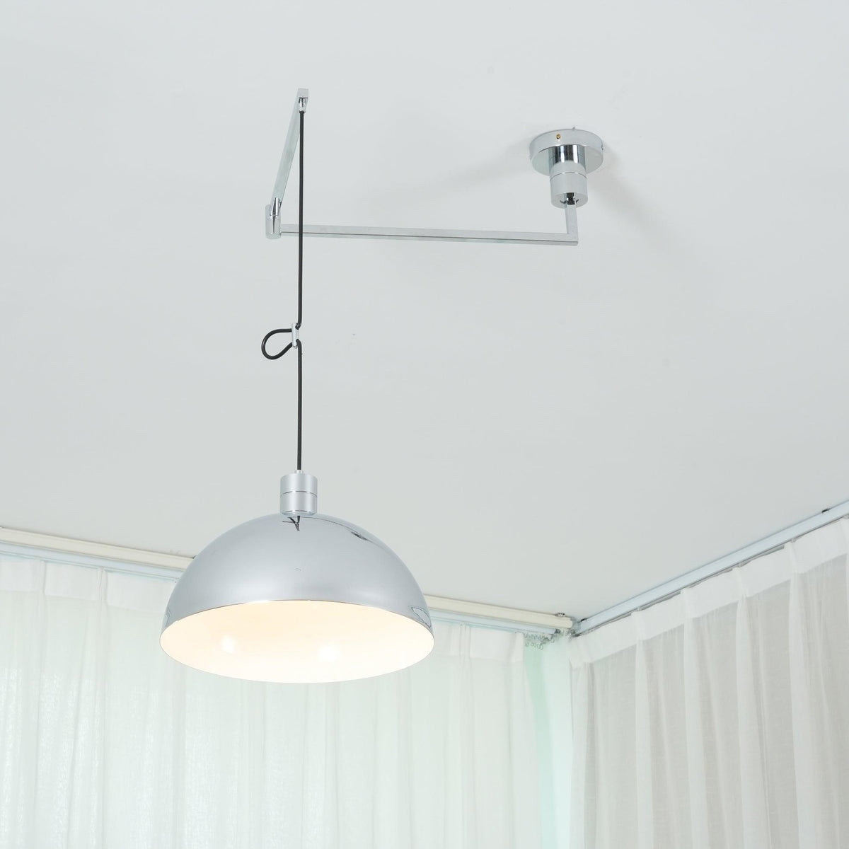 Piper Bliss Adjustable Pendant Light in Chrome and White
