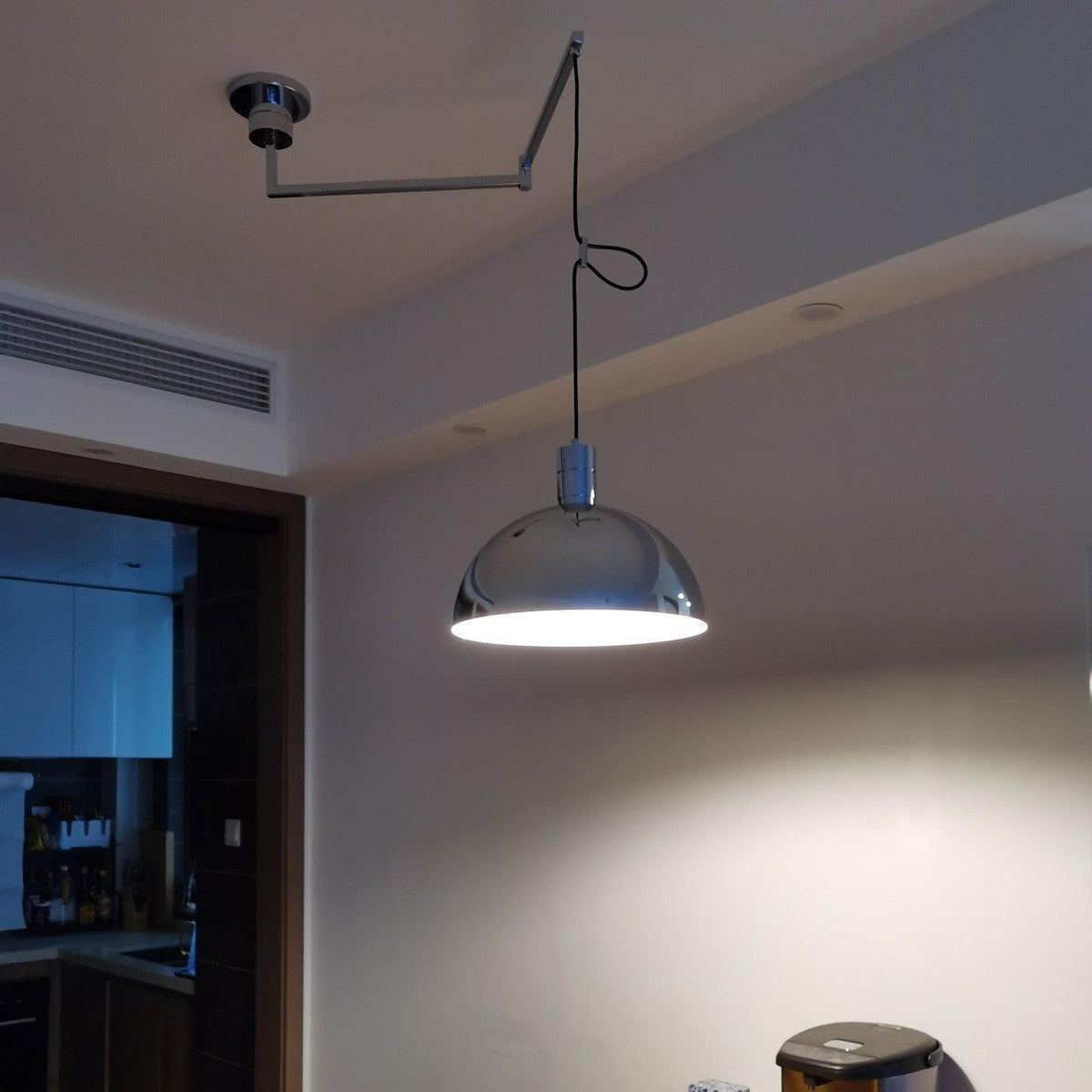 Piper Bliss Adjustable Pendant Light in Chrome and White