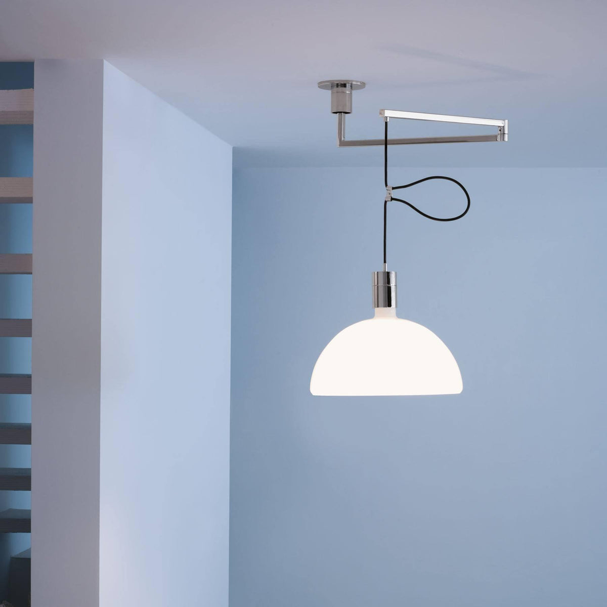 Piper Bliss Adjustable Pendant Light in Chrome and White