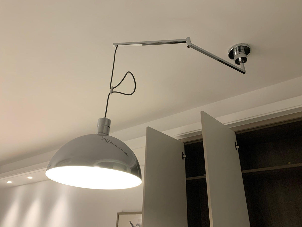 Piper Bliss Adjustable Pendant Light in Chrome and White