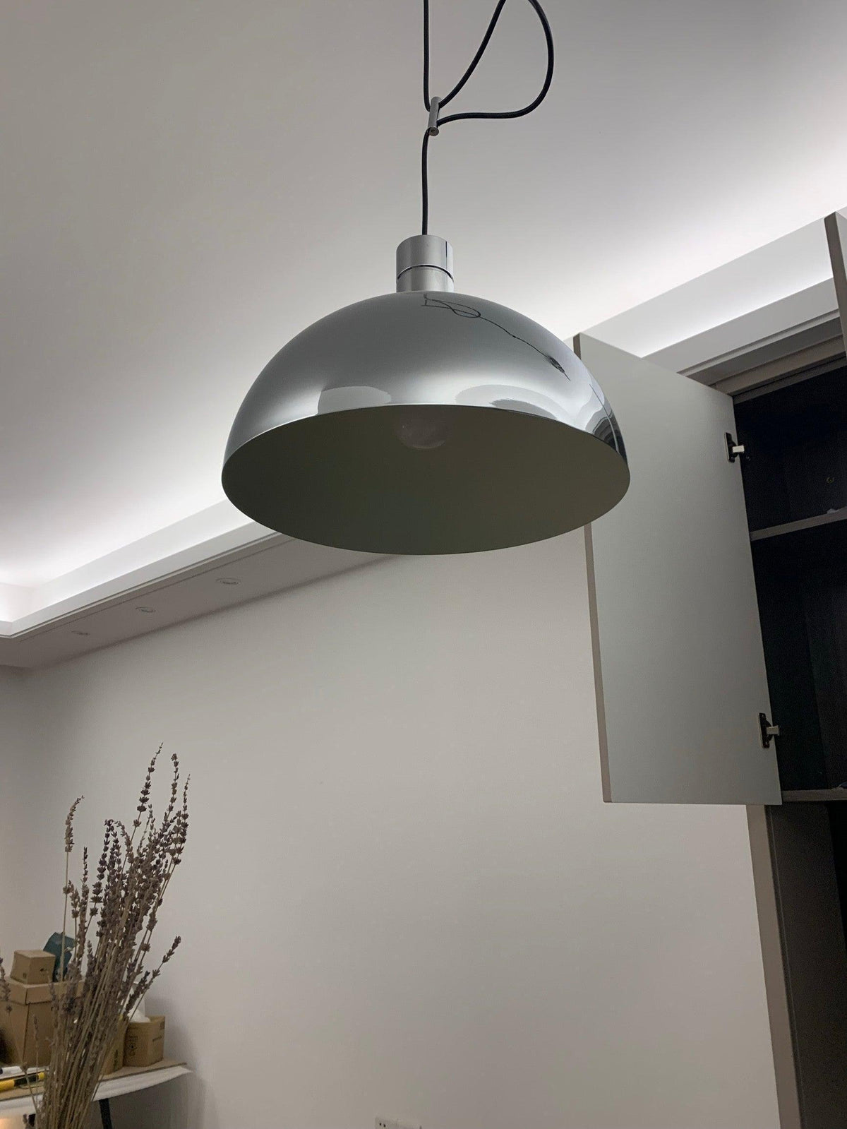 Piper Bliss Adjustable Pendant Light in Chrome and White