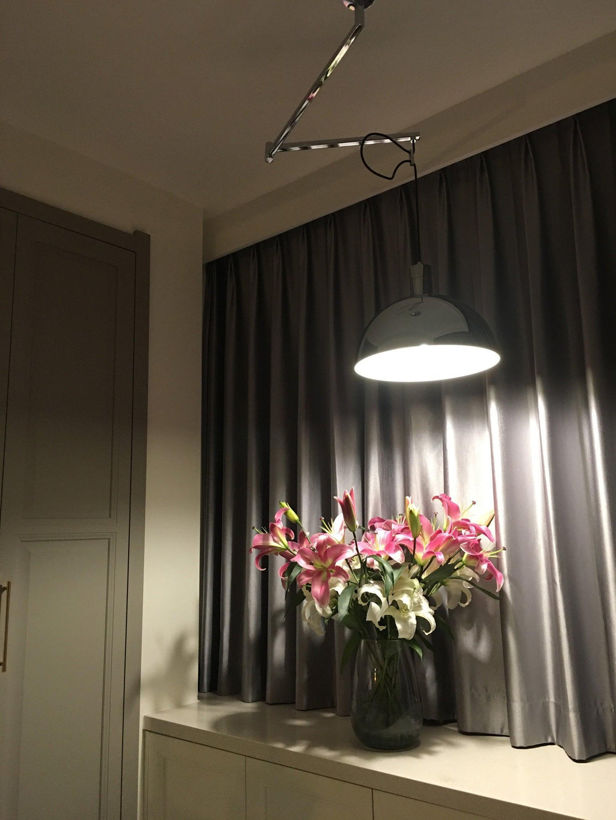Piper Bliss Adjustable Pendant Light in Chrome and White