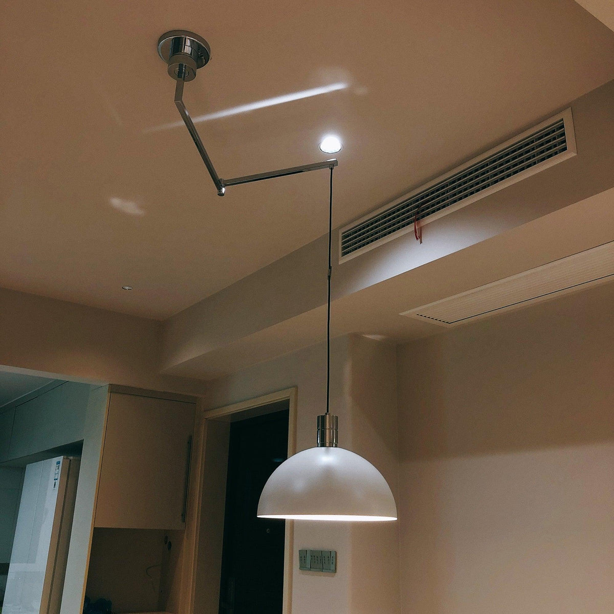 Piper Bliss Adjustable Pendant Light in Chrome and White