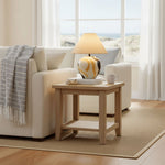 Artisan Ceramic Table Lamp with Abstract Terracotta Pattern and Beige Linen Shade