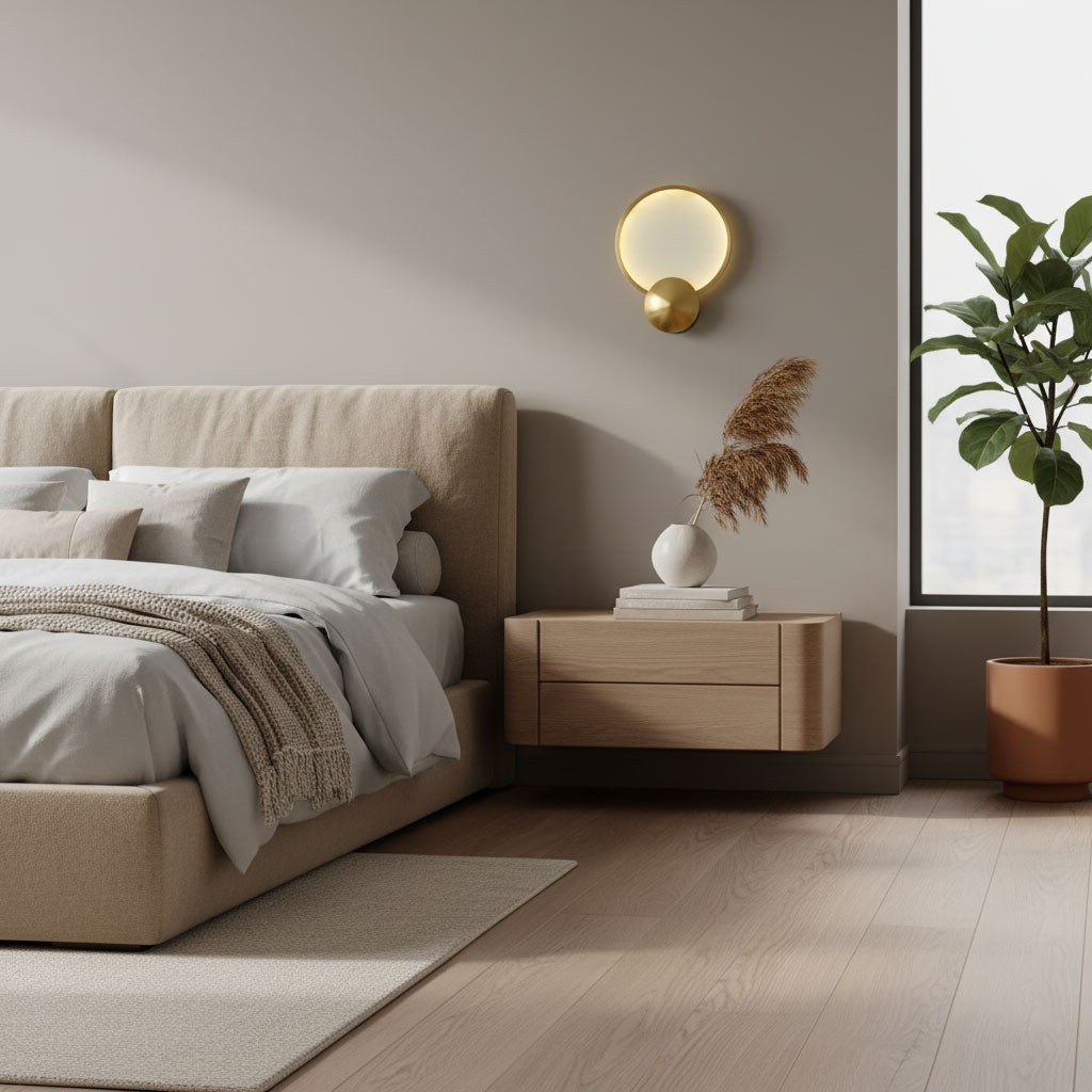 Accent Alabaster Wall Sconce in Brushed Gold – Modern LED Wall Light for Bedroom, Living Room & Hallway