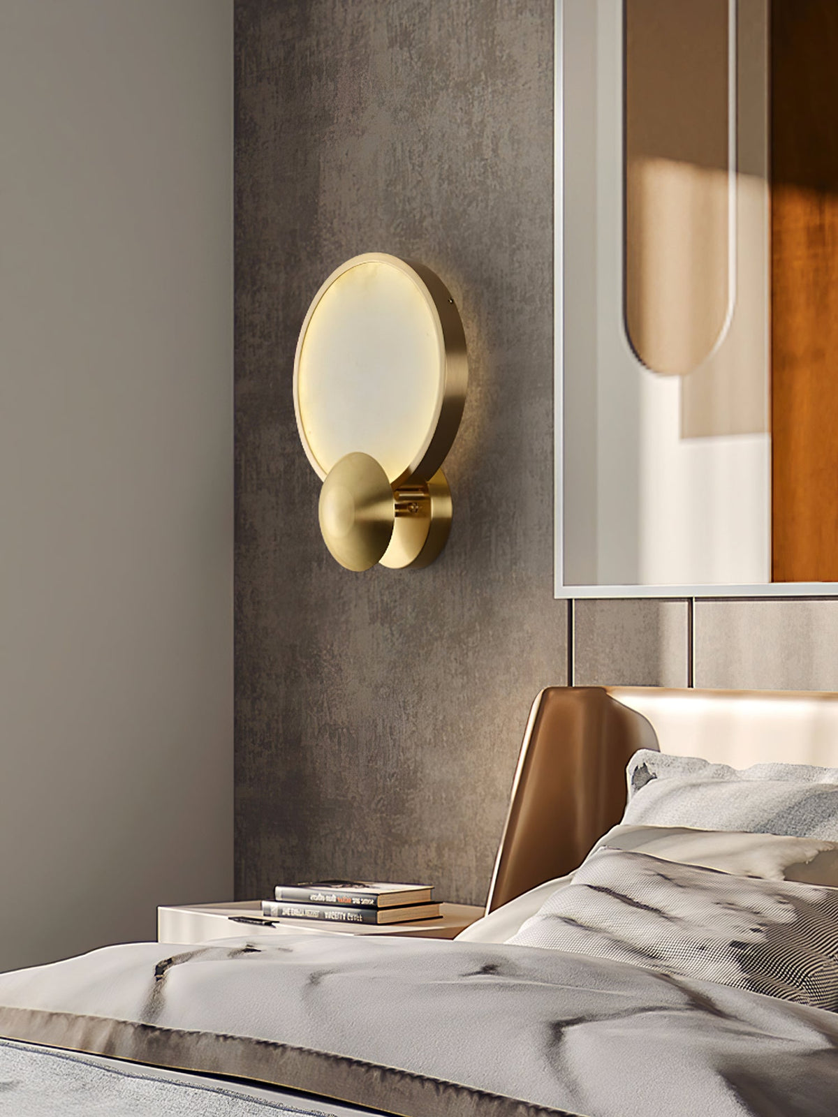 Accent Alabaster Wall Sconce in Brushed Gold – Modern LED Wall Light for Bedroom, Living Room & Hallway
